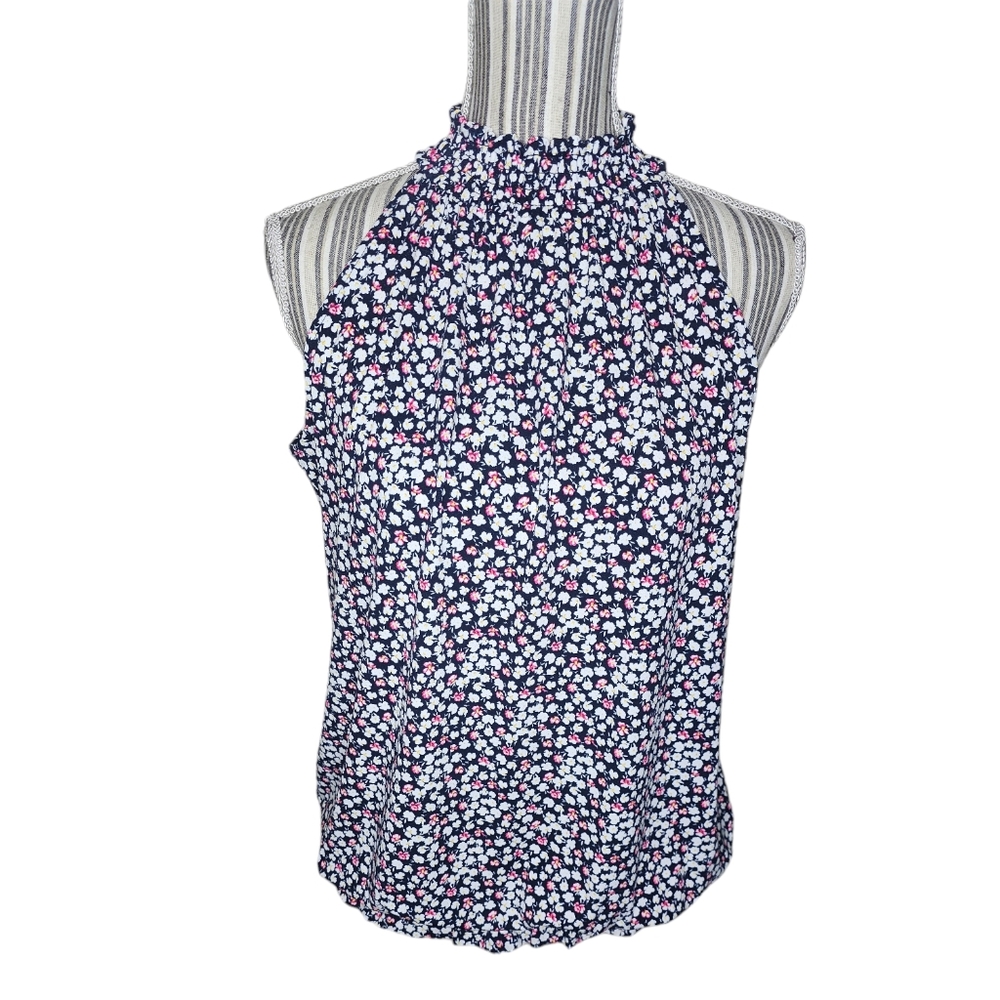 Adrianna Papell women's black,cream,red floral sleeveless top size M